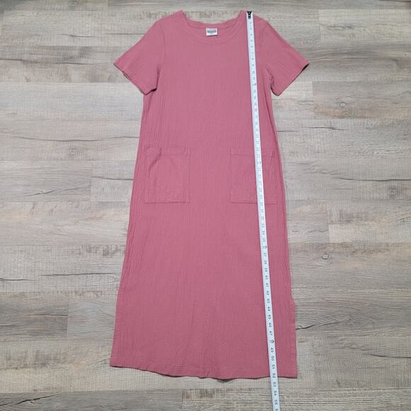 Cotton by Hari Casuals Crinkle Art Maxi Dress Mauve Pink Pockets Boho Milkmaid - Picture 5 of 6